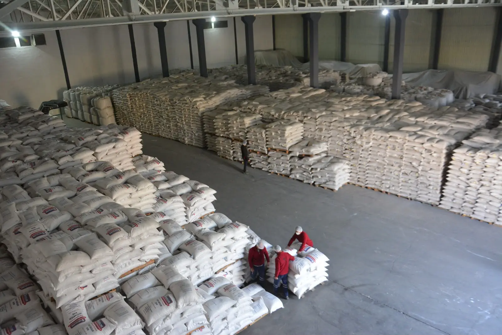 Packed pulses stacked in the warehouse